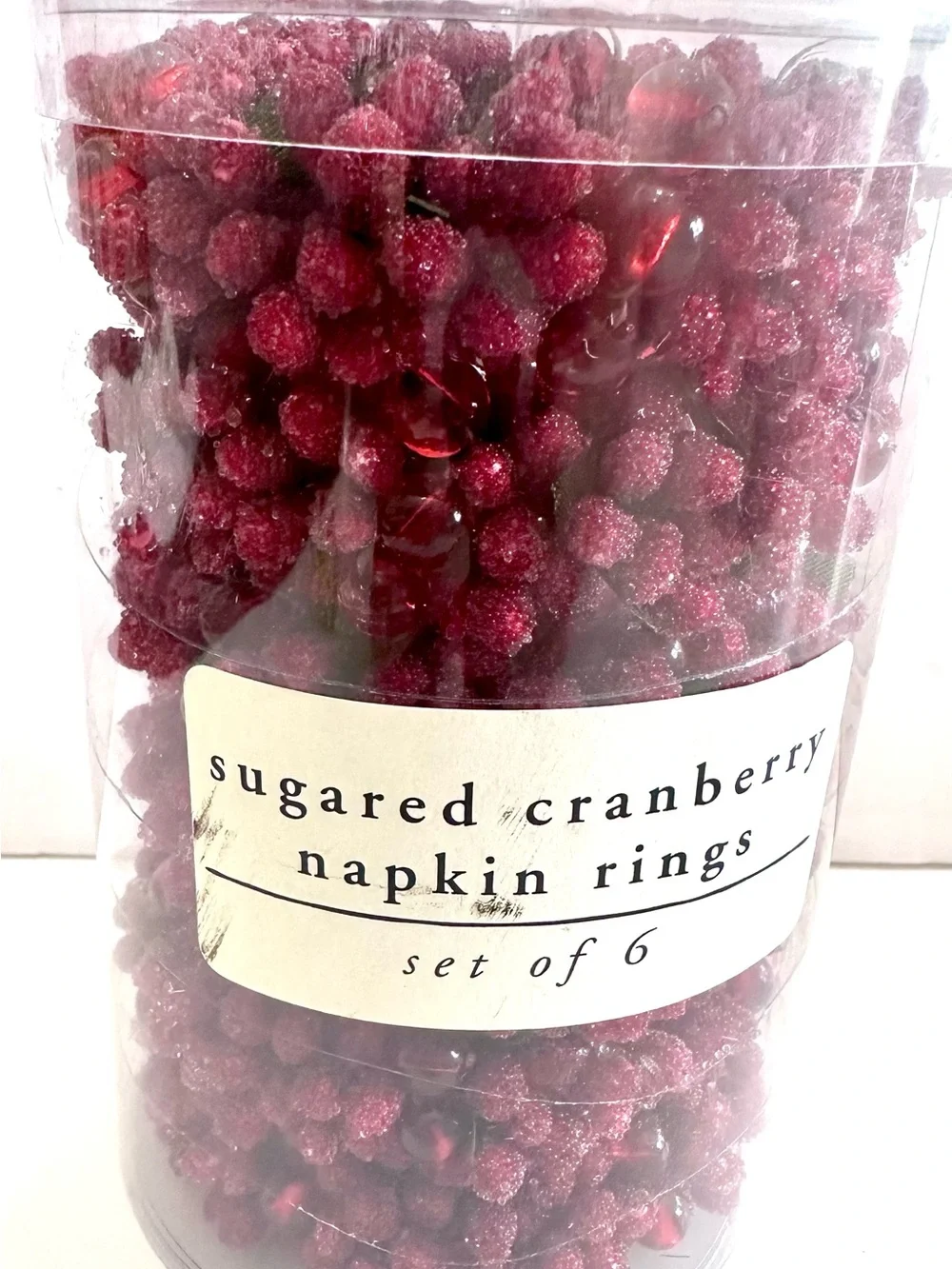 Pier 1 Sugared Cranberry Napkin Rings - Red